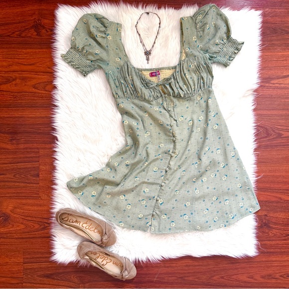 💖 Urban Outfitters Light Green Persephone Mini Dress - Picture 16 of 17